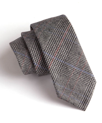 Charcoal Plaid Pointed Tie