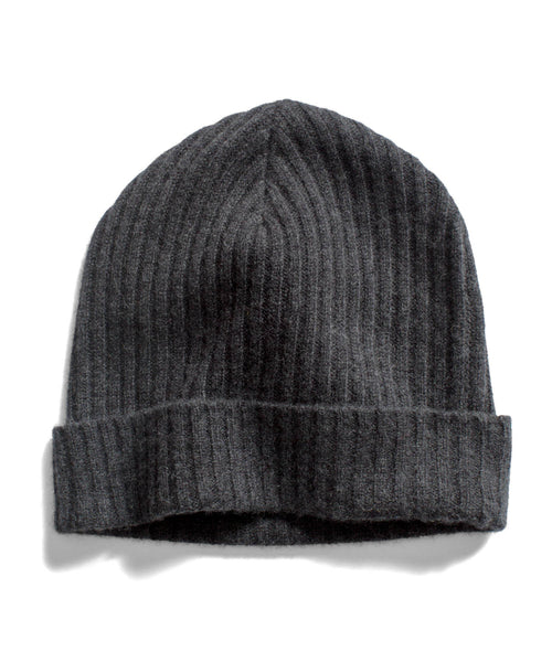 Charcoal Rib Cashmere Watchman Hat