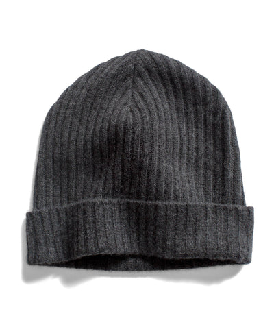 Charcoal Rib Cashmere Watchman Hat