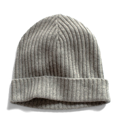 Grey Rib Cashmere Watchman Hat