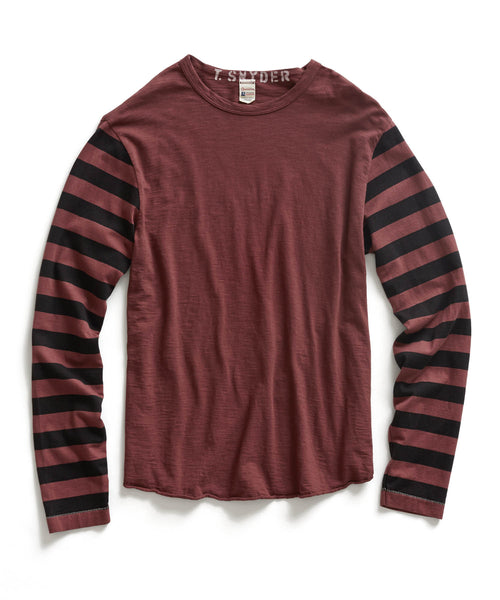Crimson Striped Baseball T-Shirt