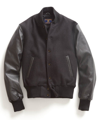 Black Leather Letterman Jacket