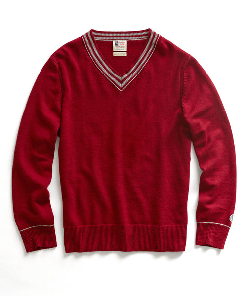 Crimson Letterman Sweater