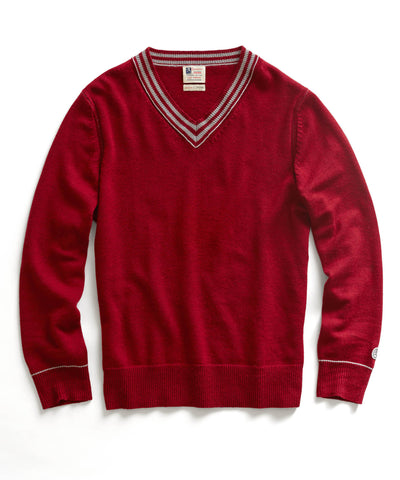 Crimson Letterman Sweater