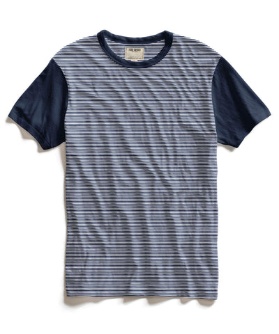Navy Crew T-Shirt with Contrast Sleeves