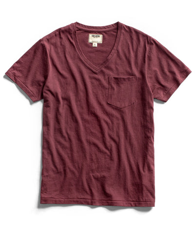 Maroon Pocket V-Neck T-Shirt