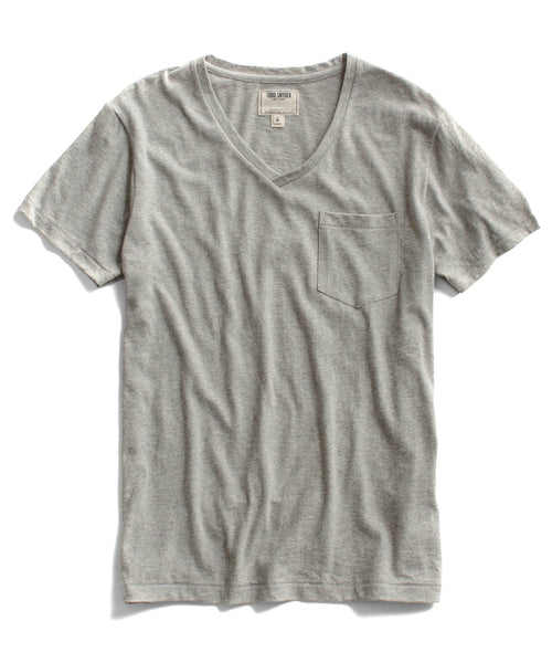 Grey Heather Pocket  V-Neck T-Shirt