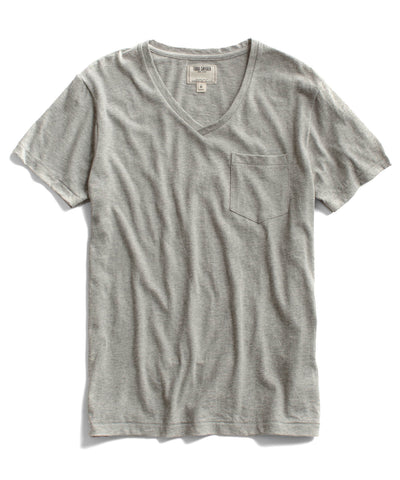 Grey Heather Pocket  V-Neck T-Shirt