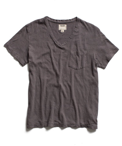 Washed Black Pocket V-Neck T-Shirt