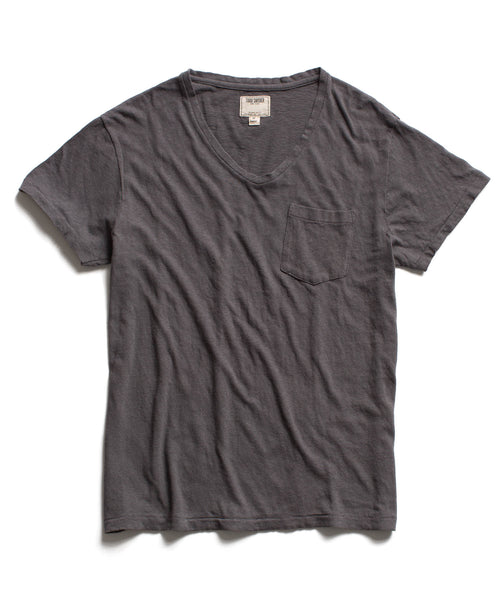 Faded Black Pocket V-Neck T-Shirt