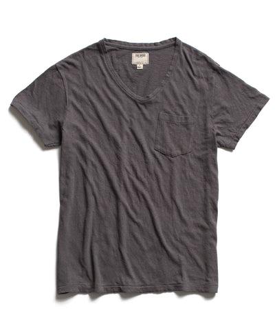 Faded Black Pocket V-Neck T-Shirt
