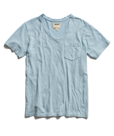 Light Blue Pocket V-Neck T-Shirt