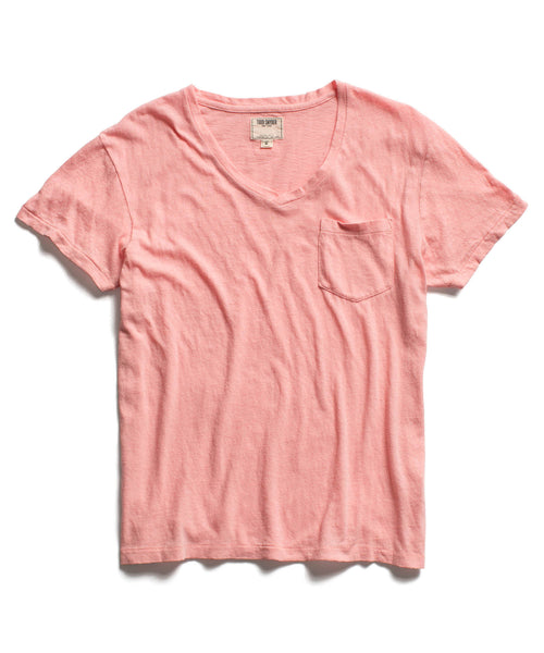 Pink Pocket V-Neck T-Shirt