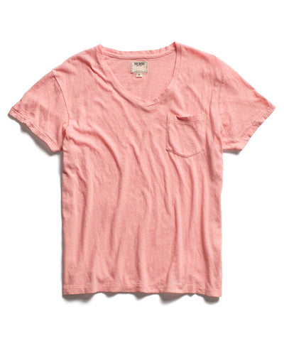 Pink Pocket V-Neck T-Shirt
