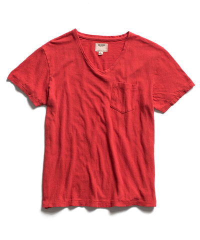 Faded Red Pocket V-Neck T-Shirt