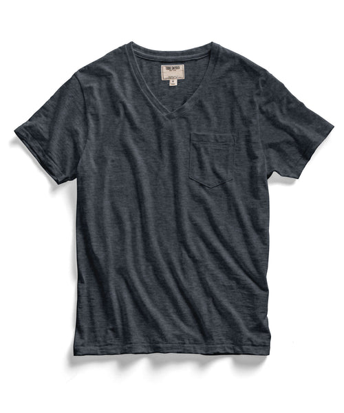 Blue Heather Pocket V-Neck T-Shirt