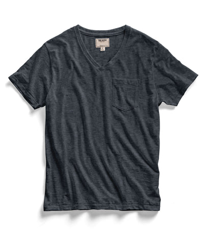 Blue Heather Pocket V-Neck T-Shirt