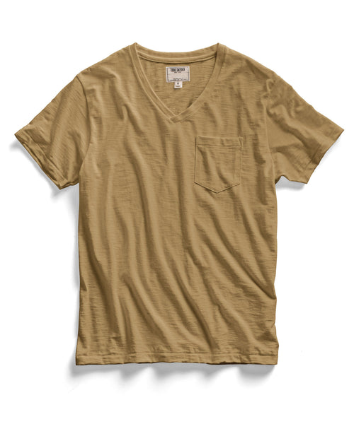 Khaki Pocket V-Neck T-Shirt