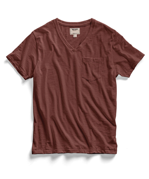 Maroon Pocket V-Neck T-Shirt