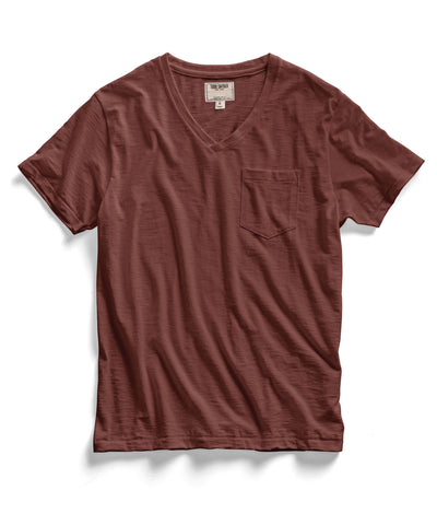 Maroon Pocket V-Neck T-Shirt