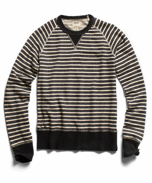 Navy Striped Raglan Crew Sweatshirt