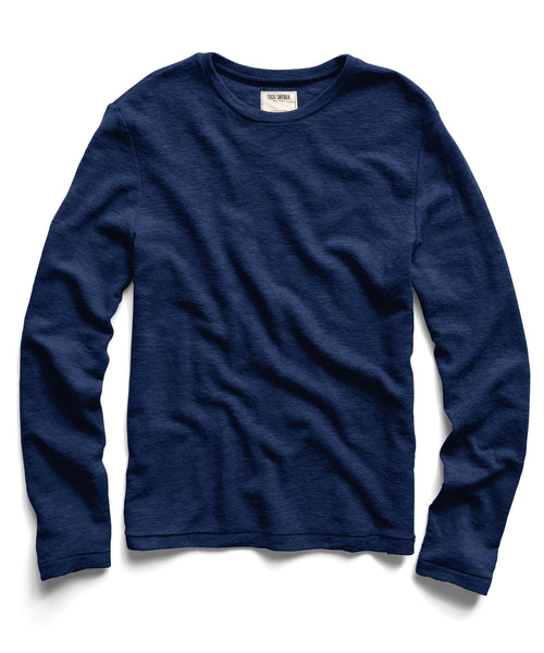 Navy Wool Long Sleeve Shirt