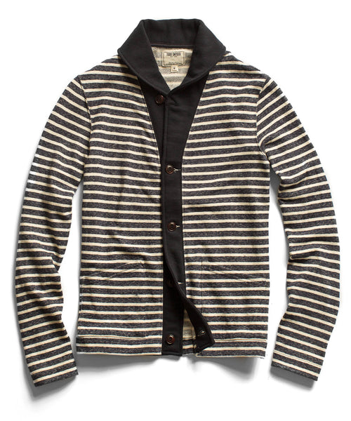 Navy Striped Shawl Cardigan