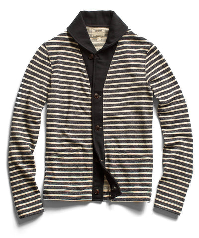Navy Striped Shawl Cardigan