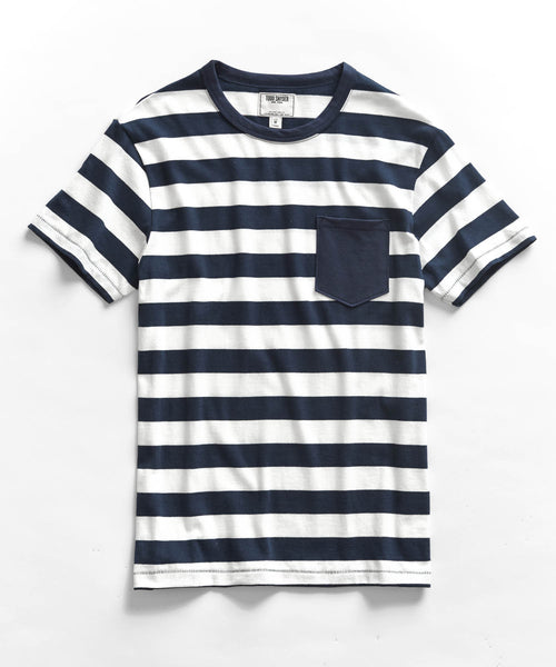 White Stripe Pocket Crew T-Shirt