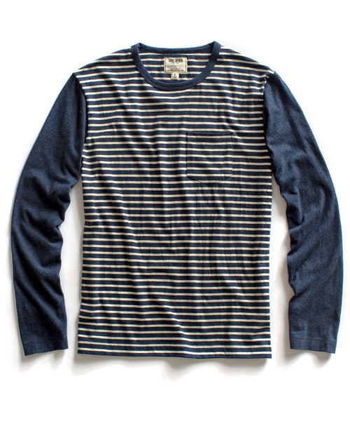 Blue Heather Striped Long Sleeve T-Shirt