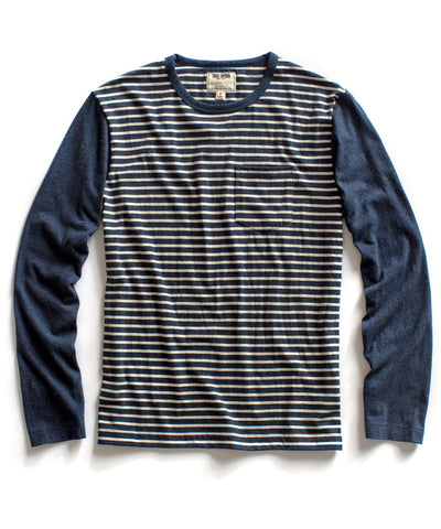 Blue Heather Striped Long Sleeve T-Shirt