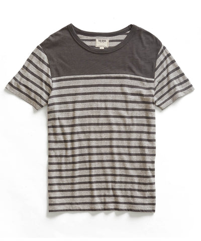 Grey Striped Crew T-Shirt