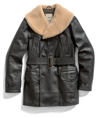 Black Leather Peacoat