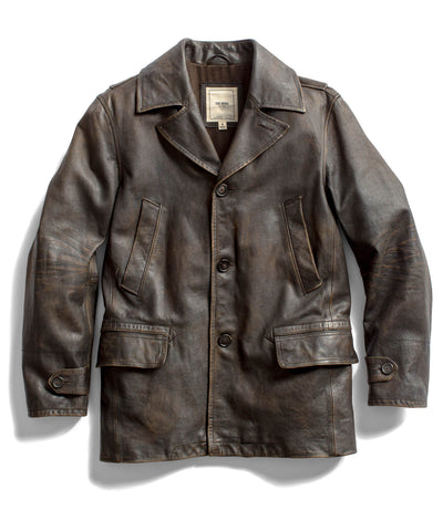 Brown Leather Peacoat