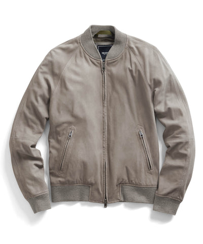 Grey Suede Varsity Jacket