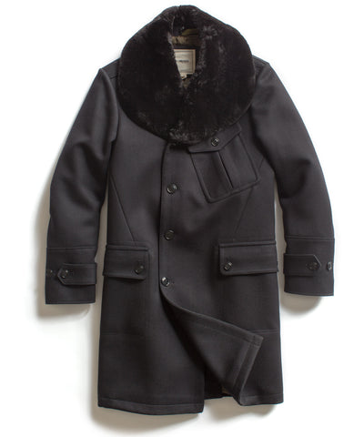 Black Watchmens Coat With Beaver Collar