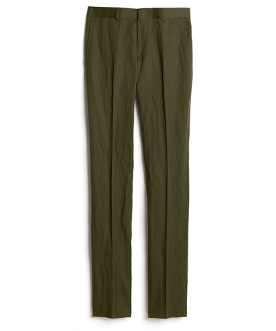 Olive Cotton Metal Suit Pant
