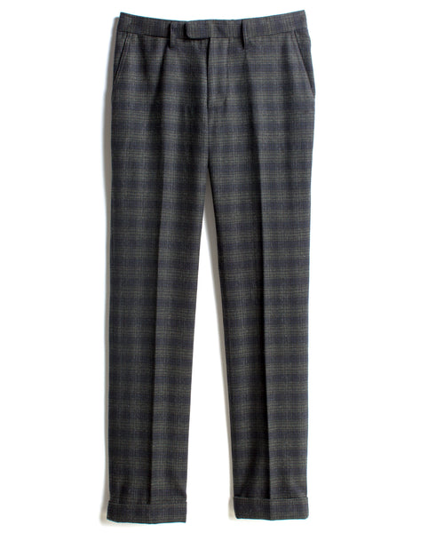 Black Tab Front Plaid Pant