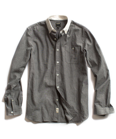 Grey Chambray Shirt With White Collar