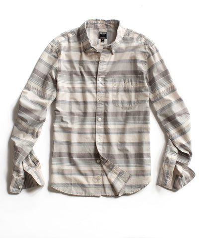 Blue Varigated Horizontal Stripe Shirt