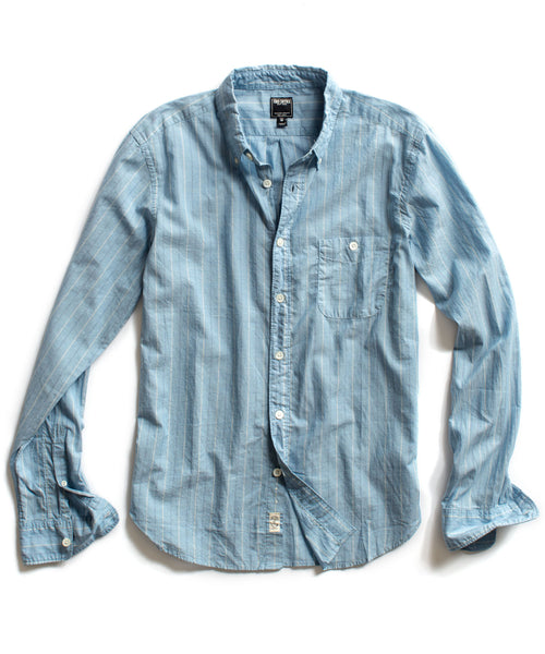 Blue Mixed Wide Stripe Shirt