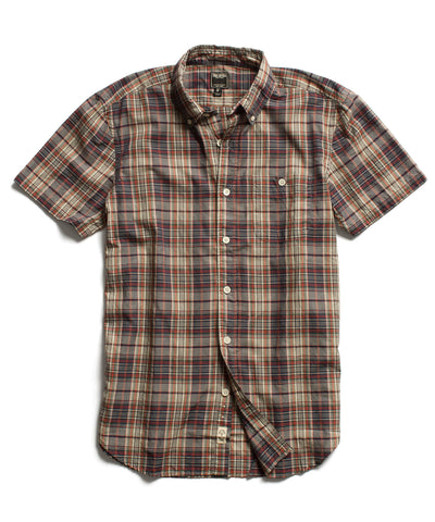 Navy Half Sleeve Plaid Shirt