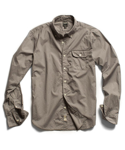 Grey Solid Poplin Pocket Shirt