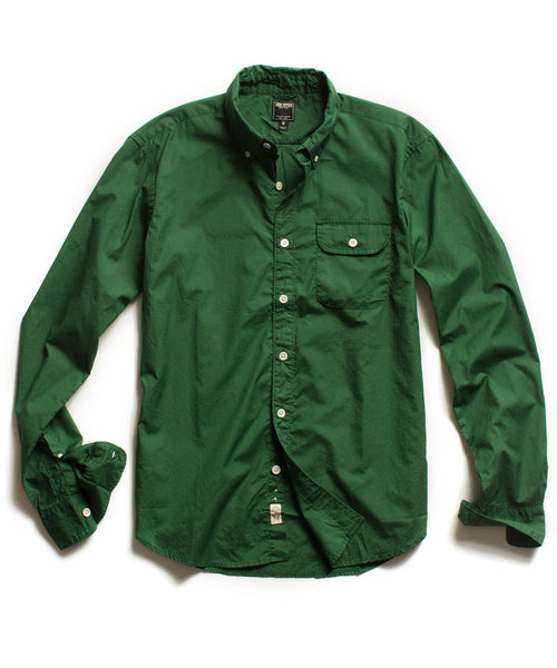 Green Solid Poplin Pocket Shirt