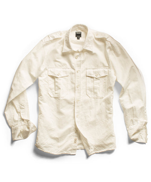 Ivory Cotton Linen Military Shirt
