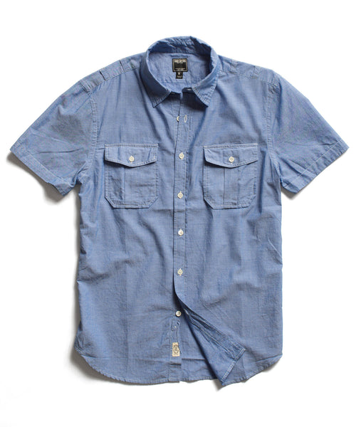 Blue Micro Chambray Safari Shirt