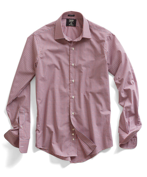 Red Mini Gingham Dress Shirt