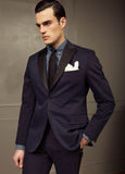 Navy Cotton Tuxedo Jacket