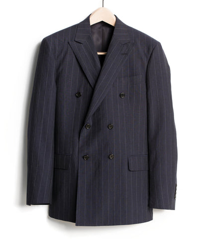 Navy Double Breasted Pinstripe Suit Coat