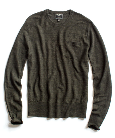 Charcoal Linen Twist Pocket Crew Sweater